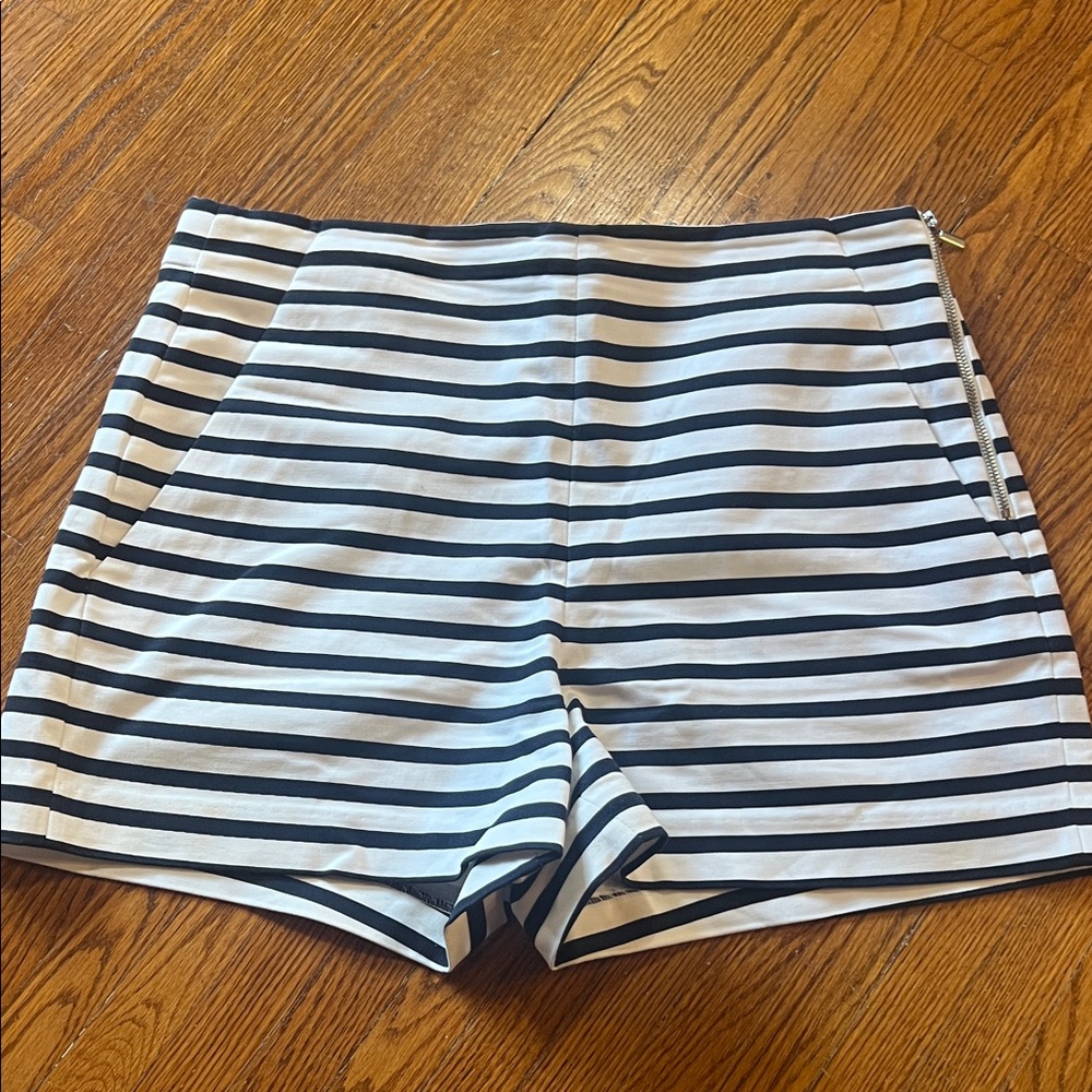 RW&CO. Blue and White Striped High Waist Shorts